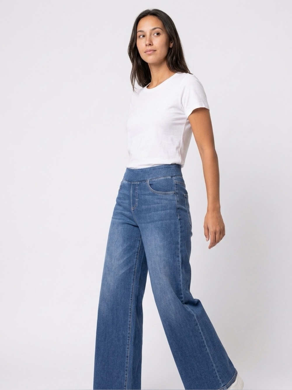 HALARA Medium Blue Wide-Leg Flare Jeans